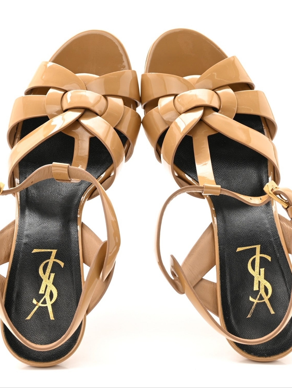 Saint Laurent Tribute Leather T-Strap Platform Sandals Size YSL 40 (US 10)